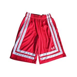 Under Armour Basketball Shorts Athletic HeatGear‎ Red White Striped SM